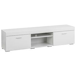 Baroni Home Mobile per Tv con 2 Sportelli 2 Ripiani, Foro per Passaggio Cavi in MDF, Consolle Porta TV per Camera da Letto, Salotto, Cucina, Bianco, 160x35x40 cm