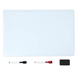 Amazon Basics Lavagna magnetica cancellabile a secco, lavagna bianca per frigorifero, 33 x 50 cm, 2 pennarelli e gomma, Bianco