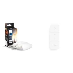 Philips Hue White Ambiance 2 Lampadine LED Smart, Bluetooth, E14, 5 W, Dimmerabili, Luce Bianca da Calda a Fredda + Lighting Hue Telecomando Dimmer Switch, Controllo Illuminazione Smart, Versione 2021