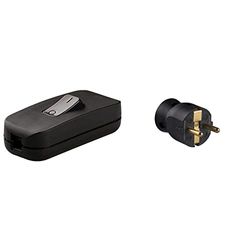 legrand 040194E Interruptor Estrecho de Paso para Lámpara, 250 V, Negro & 050178 Enchufe con Cabezal Móvil Orientable, 3680 W, 230 V, Negro