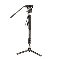 Caruba Monopiede allungabile in alluminio con gambe – piastra di attacco rapido 3/8 e 1/4 adatto per Canon/Nikon/Sony/Fuji – 360 registrazioni/giunto sferico a 90 gradi – Altezza massima 196,5 cm/1,54