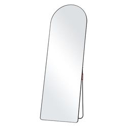 VEVOR Miroir Pleine Longueur arqué, 1650x558 mm, Grand Miroir de Sol Mural à Suspendre en Verre trempé avec Support, Cadre en Alliage d'aluminium, Miroir de Dressing Complet pour Salon, Chambre, Noir