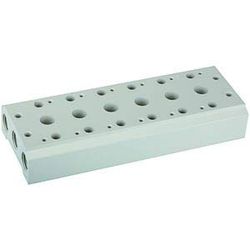 RIEGLER 116270-5520.08-38 meervoudige grondplaat f. 5/2-5/3-weg klep, 8 pos, G 1/4, G 3/8, 1 stuk