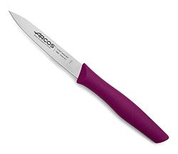 Arcos Serie Nova - Cuchillo Mondador - Hoja de Acero Inoxidable de 100 mm - Mango de Polipropileno Color Fucsia