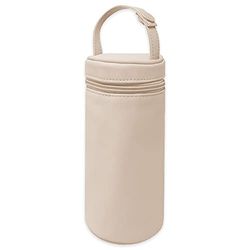 Duffi Baby Funda Portabiberones Polipiel Bebe. Bolsa con Cierre de Cremallera y asa para Colgar en el Carro de tu bebé. Limpieza facil. Liso. Color Beige 5635-05