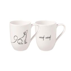 Villeroy & Boch – Statement Mug Set Dog 2 pcs, 280 ml, Premium Porcelain, White