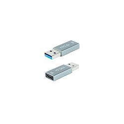 USB-A 3.1 Gen 2 naar USB-C adapter, aluminium, grijs, snelle gegevensoverdracht, ideaal voor het aansluiten van moderne apparaten en accessoires.