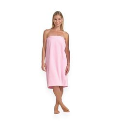 Boca Écharpe de Spa en Tissu éponge pour Femme – Serviette de Spa, Douche, Bain et Salle de Sport avec Boutons-Pression, Rose Taille XXL