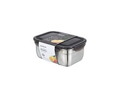 LocknLock Förvaringsburk i rostfritt stål med lock, 1,1 L, 188 × 135 × 75 mm, BPA-fri, diskmaskinssäker, fryssäker upp till -20 °C, förvaringslåda i rostfritt stål med lock