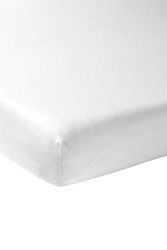 Meyco Home Basic - Sábana Bajera Ajustable para 1 Persona (sábana encimera de Calidad de Jersey Suave, 100% algodón, Gracias a la Banda elástica, Transpirable, Dimensiones: 80 x 200 cm), Color Blanco