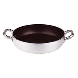 Pentole Agnelli ALSA2110S20 platinumpanna med krympbotten, tillverkad av aluminium, tjocklek 5 mm, med 2 handtag av rostfritt stål, 20 cm, silver