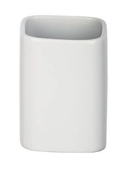 WENKO Gobelet à brosser les dents Hexa blanc mat - Porte-brosse à dents pour la brosse à dents et la pâte dentifrice, Céramique, 6.5 x 9 x 6.5 cm, Blanc