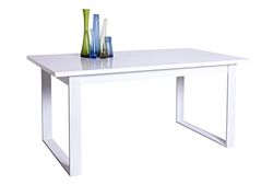Composad Mesa Fija de 6 plazas con Patas de Metal, Mesa de Comedor, Escritorio, 160 x 76 x 91 cm, Color Blanco Lacado, Fabricada en Italia