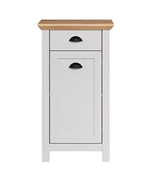 trendteam smart living - Landside – komoda – jasnoszary/dąb – szafka stojąca w stylu wiejskiego domu – (szer. x wys. x gł.) 46 x 84 x 33 cm – nowoczesne czarne metalowe uchwyty muszlowe – skośna górna