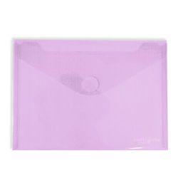 Grafoplás Verpakking met 10 enveloppen van kunststof, klittenbandsluiting, maat A5, lavendel, multiline, 25,2 x 18 cm, doorzichtig gelinieerd polypropyleen, perfect voor documenten in het kwart