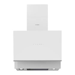 Hyundai Campana Extractora Inclinada 60cm Cristal blanco HCPD600AB. Potencia 253m3/h, Tiro Doble, 4 Velocidades, Control Táctil, Filtro apto para Lavavajillas.