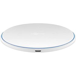goobay 45654 Cargador inalámbrico rápido de 10 W, Blanco, 1 m - Cargador inalámbrico rápido Plano de Mesa para Smartphones con estándar Qi