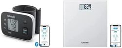 OMRON RS3 Intelli IT Automatic Wrist Blood Pressure Monitor for home use + OMRON HN300T2 Intelli IT smart bathroom scale for Body Weight