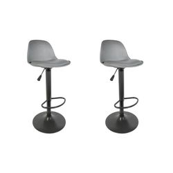 HOME DECO FACTORY Zestaw 2 krzeseł barowych Isak Grey Meble Siedzisko barowe do salonu jadalni Meble, tworzywo sztuczne PU, 38 x 41,5 x 104