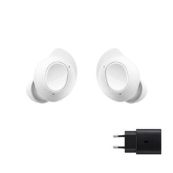 Samsung Galaxy Buds FE + Cargador - Auriculares Inalámbricos, Cancelación de Ruido Activa, Ajuste Cómodo, 3 Micrófonos, Control Táctil, Bajos Graves, Blanco (Versión Española)