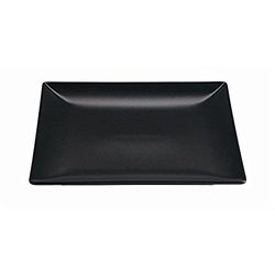 Genware NEV-B2772 Luna Square Coupe Plate, Stoneware, 18 cm, Black (Pack of 6)