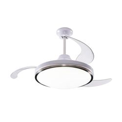 Plafondventilator met ledlicht, diameter 53 x 30 cm, intrekbare vleugels, stil, 6 snelheden, afstandsbediening en dimbaar licht, 3 tinten, modern design