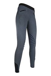 HKM Starlight, 9228, paardrijlegging met siliconen kniestukken, meisjes, grijs melange/zwart, maat 38
