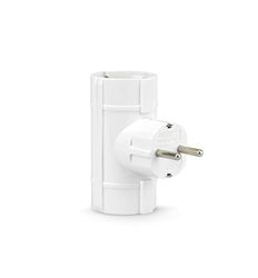 Garza - Adaptador duplo lateral (2 tomadas Schuko) | Ladrão duplo de tomadas com tomada de terra, proteção infantil, branco