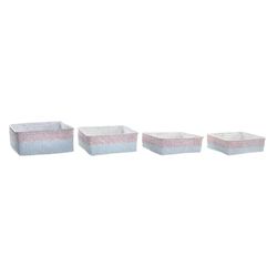 CESTA SET 4 FIBRA POLIESTER 26X26X9 BOHO BICOLOR