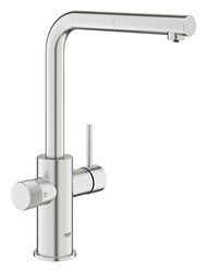 GROHE Minta 30601DC0 Robinet de cuisine (bec haut amovible, forme en L, compatible avec les kits de filtration Blue (séparément), moins de consommation d'eau), gris mat