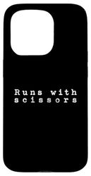 Runs with scissors | Classic 90s style design. Case for iPhone 15 Pro