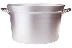 Pentole Agnelli FAMA85BS34 Pot à Tomates en Aluminium avec 2 Poignées, Type Nord, Diamètre 34 cm, 31 litres, Argent