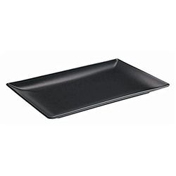 Genware NEV-B2883 Luna Rectangular Coupe Plate, Stoneware, 30 cm x 20 cm, Black (Pack of 6)