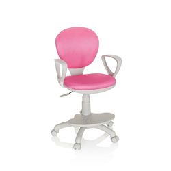 hjh OFFICE 671012 Chaise de Bureau pour Enfant Kid Colour G1 Fauteuil pivotant avec Repose-Pieds et Assise réglable en Hauteur, Ergonomique, Tissu Rose/Gris