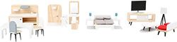 Small Foot 11414 Complete Doll's House Furniture Set made of Wood, Living Room, Kitchen, Bedroom and Bathroom, for Ages 3 Years and up