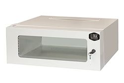 LINK Armoire Rack LK1904U30 avec Verrouillage à clé pour périphériques réseau 19 Pouces Porte en Verre emboîtement Acier Couleur Grise Taille compacte 54x36x21 cm unité 1 pièce