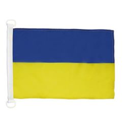 AZ FLAG - Drapeau Ukraine - 45x30 cm - Pavillon Nautique Ukrainien Spécial Bateau Et Extérieur En Maille Bloquée Avec Anneaux Plastiques Intégrés - 30g