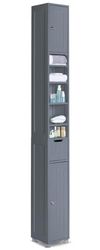 vounot® Meuble de Rangement Haut Armoire de Salle de Bain avec Etagère Réglable Tiroir et Armoires à Portes Meuble Colonne pour Chambre Salon Cuisine et Couloir 20x20x180cm Gris