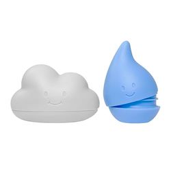 Ubbi Lot de 2 Jouets à Presser en Forme de gouttelettes de Bain pour bébé, Jouets d'eau pour Les Tout-Petits, Bleu et Blanc, Cloud and Doplet, Muted