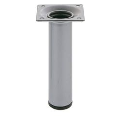 Amig - Pata Redonda para Mueble - Mod. 4 - Ø30 x 250 mm - con Tornillo de Regulación - Atornillable por 4 Puntos - Resiste hasta 15 Kg/Pata - Acero Plateado
