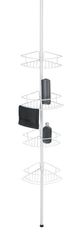 WENKO Etagère d'angle télescopique Dolcedo blanc mat, étagère d'angle à pincer pour la douche avec 4 paniers, montage sans perçage, en inox