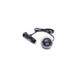 Caricabatteria da auto con cavo da 1 m, 2 x USB, 3,1 A, ideale per la ricarica di dispositivi mobili ed elettronici in viaggio.