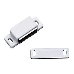 Amig - Pacote de 2 golfinhos magnéticos Mod.5 acabamentos em branco - fecho oculto para portas de armários e móveis de casa ou escritório - Medidas: 43 x 15 mm - Parafusos de fixação incluídos