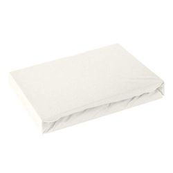 Design91 Soft Fitted Sheets Jersey Fitted Sheet with Elastic Band Bed Sheets Cotton Sheet (Cream, 160 x 200 + 30 cm)