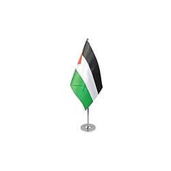 AZ FLAG - Drapeau De Table Palestine Prestige - Drapeau Palestinien De Bureau En Satin Avec Hampe De 30cm Et Socle En Métal - 22x15 cm