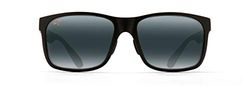 Maui Jim röda sandar polariserade rektangulära lässolglasögon för män och kvinnor, Matt svart/neutral grå, L