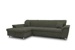 DOMO. collection Sofá esquinero Franzi en Forma de L, sofá esquinero, esquinero, Esquina, tapizado, 279 x 162 x 81 cm, Color Verde Oscuro
