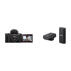 Sony vlogcamera ZV-1F | Digitale camera (kantelbaar scherm, 4K video, slow motion, vlogfuncties) — Zwart & Sony ECM-W2BT draadloze microfoon met Bluetooth®-connectiviteit