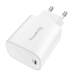 Rosaking Cargador Rápido USB C,Adaptador PD 20W,Cargador para iPhone 14 Pro/Pro Max/14 / Plus,13 Pro/Pro Max/mini/13,SE / 12 Pro / 12 Pro MAX/mini/12.11 Pro/Pro MAX,Blanco (Sin Cable)