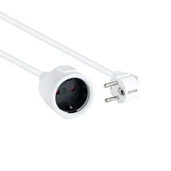 Schuko-verlengkabel, wit, 3 m, ideaal voor het verlengen van de elektrische verbinding en stroomvoorziening van apparaten thuis of op kantoor.